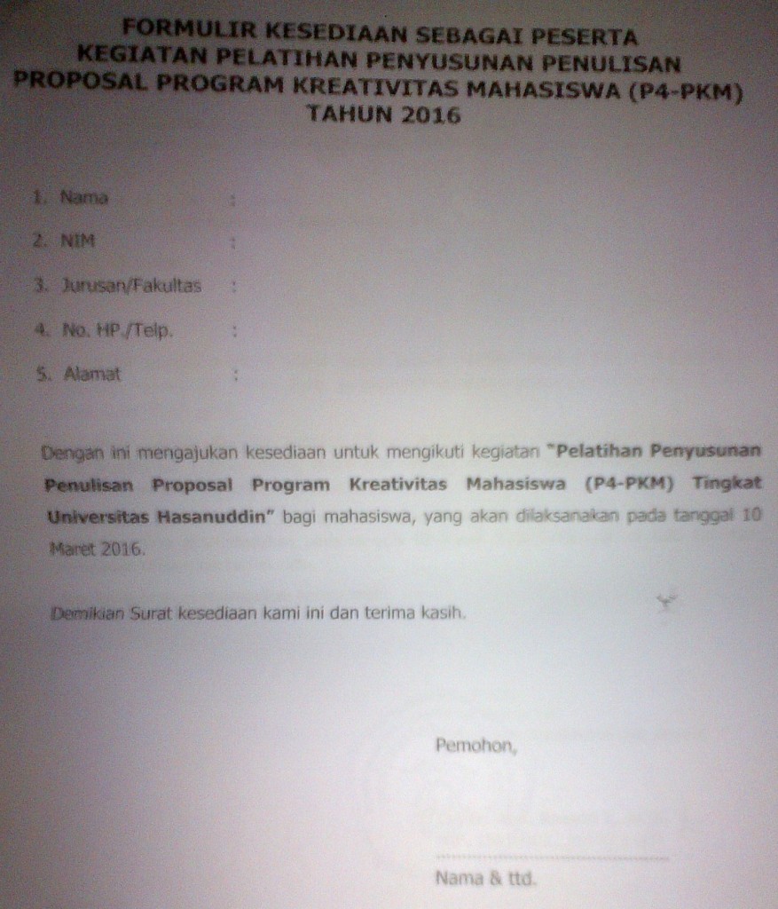FORMULIR PKM MHS